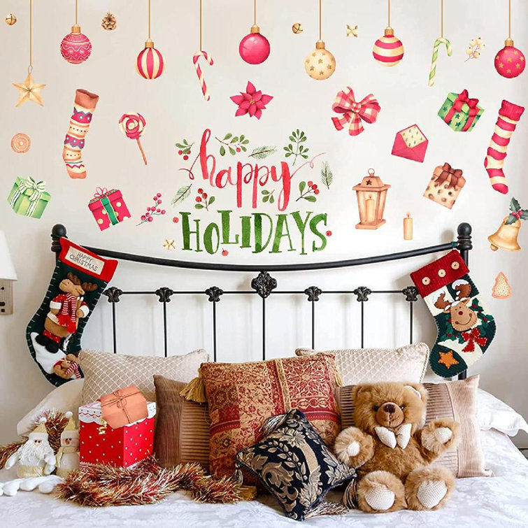 Latitude Run® Happy Holiday Wall Decal Stickers Christmas Peel & Stick Decals Wall Décor Wayfair